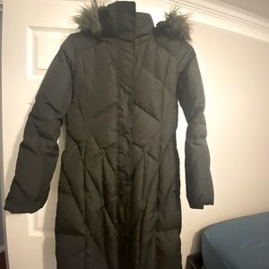 Barely used long puffer jacket with removable hoodie.